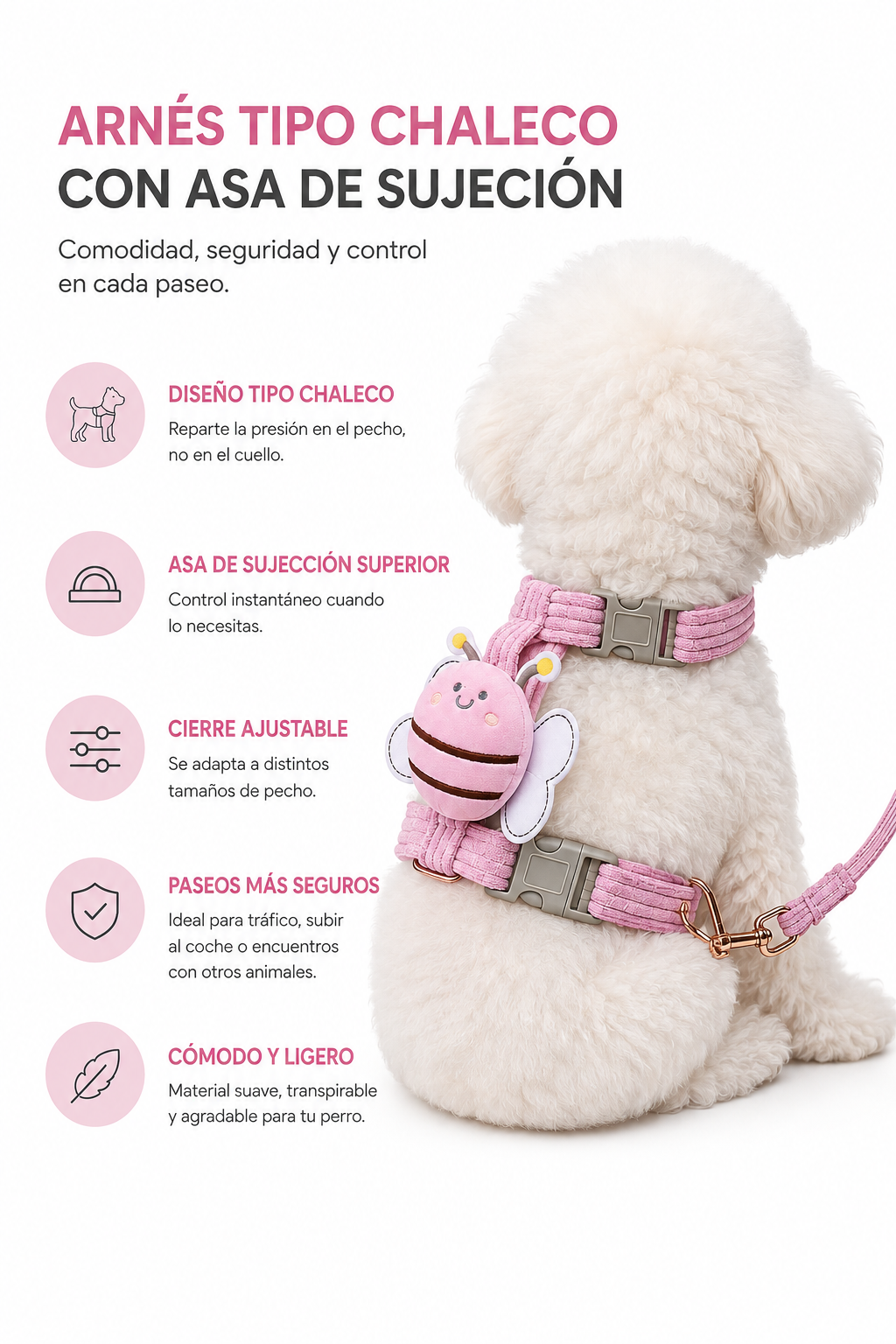 Arnés Chaleco para Perro con Correa de Sujeción | Deterrajaras