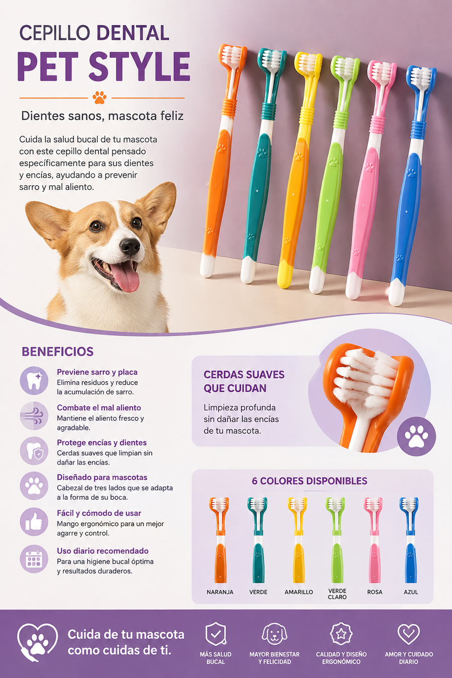 Cepillo Dental para Perros y Gatos